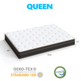 12 Inch Full Mattress, Innerspring Mattress with Black Gold Trim & White Cover - Medium Firm Support, Cooling Breathable Design for Bedroom