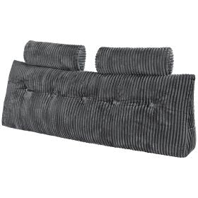 Headboard Pillow, Queen Size Wedge Headboard Pillow with 2 Side Pockets and 2 Headrests, Bed Wedge Pillow with Washable Flannel Cloth, for Readin