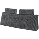 Headboard Pillow, Queen Size Wedge Headboard Pillow with 2 Side Pockets and 2 Headrests, Bed Wedge Pillow with Washable Flannel Cloth, for Readin