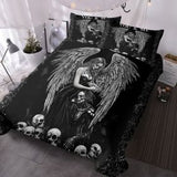 3 Pcs Of Dark Angel Skull Themed Printed Bedding Series Suitable For All Seasons